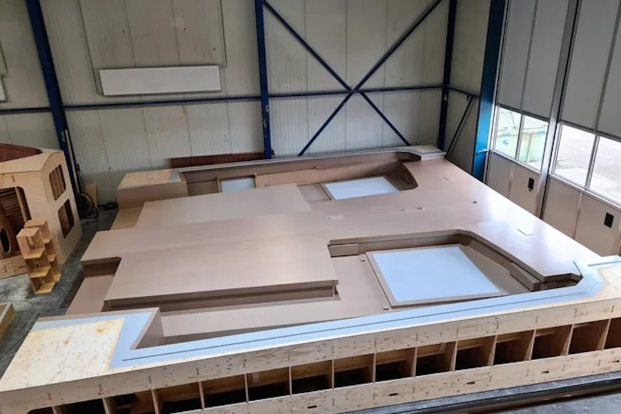 Lightweight mold on a wooden construction frame