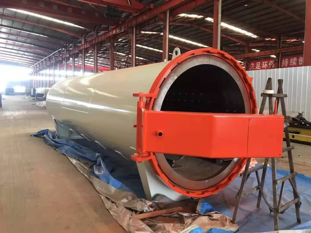 Autoclave with its red door open