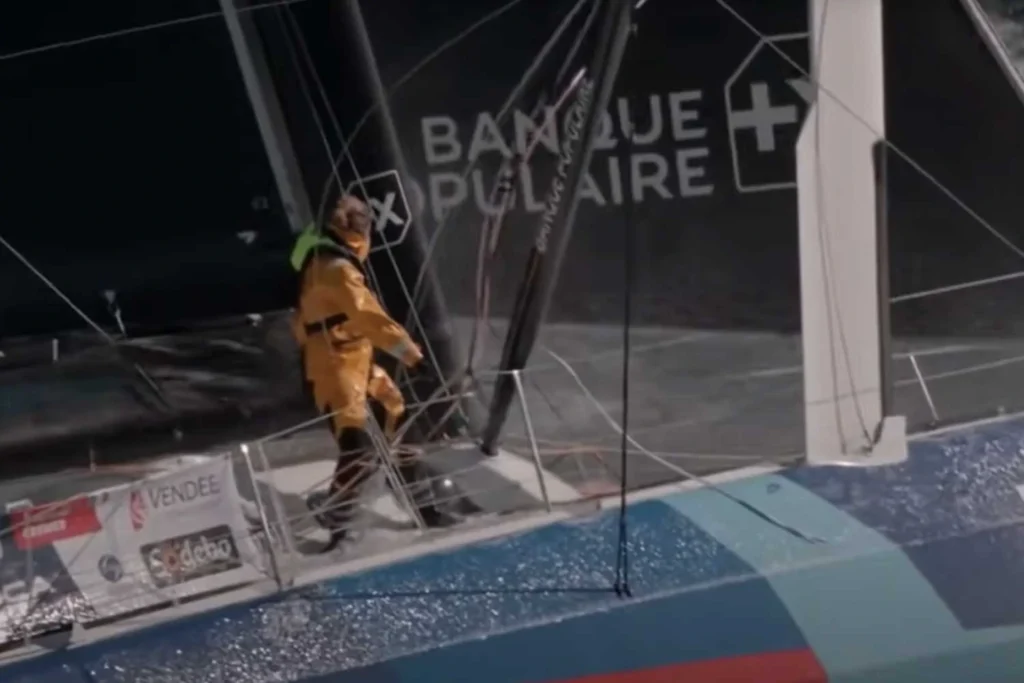 Sailor aboard a racing yacht