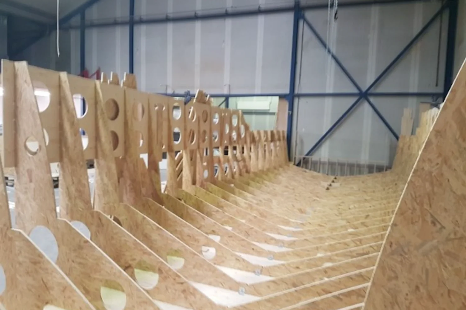 Wooden frame for a boat hull