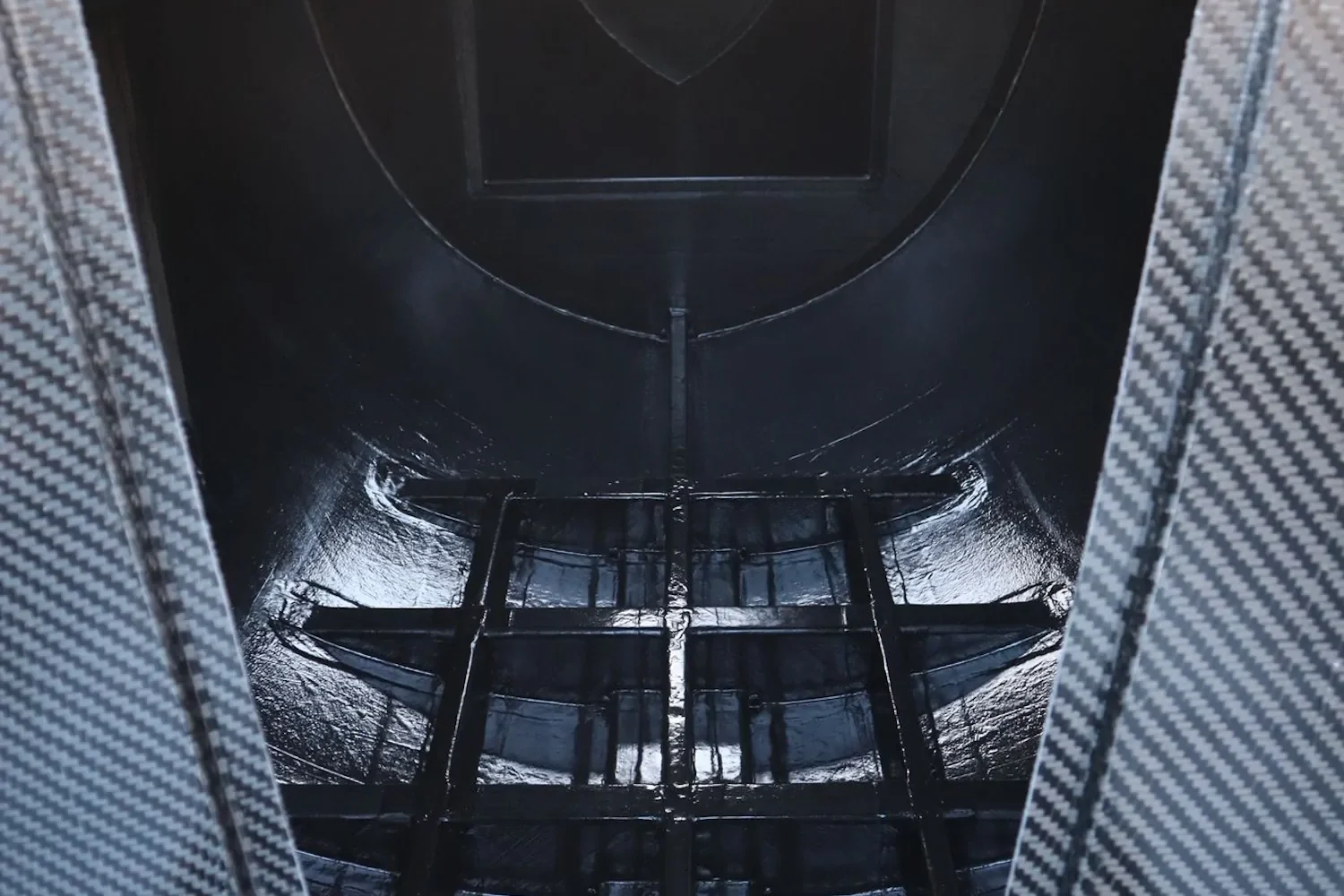 Dark boat interior with a staircase