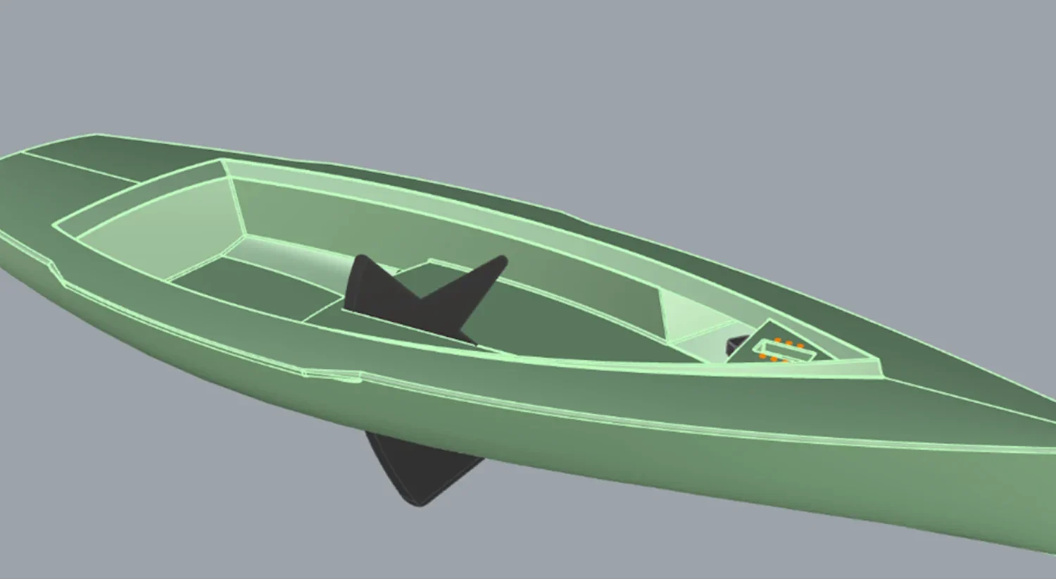 Three-dimensional design of an open boat