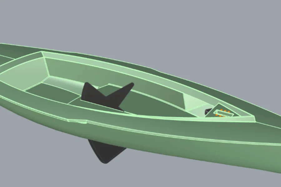 Three-dimensional design of an open boat