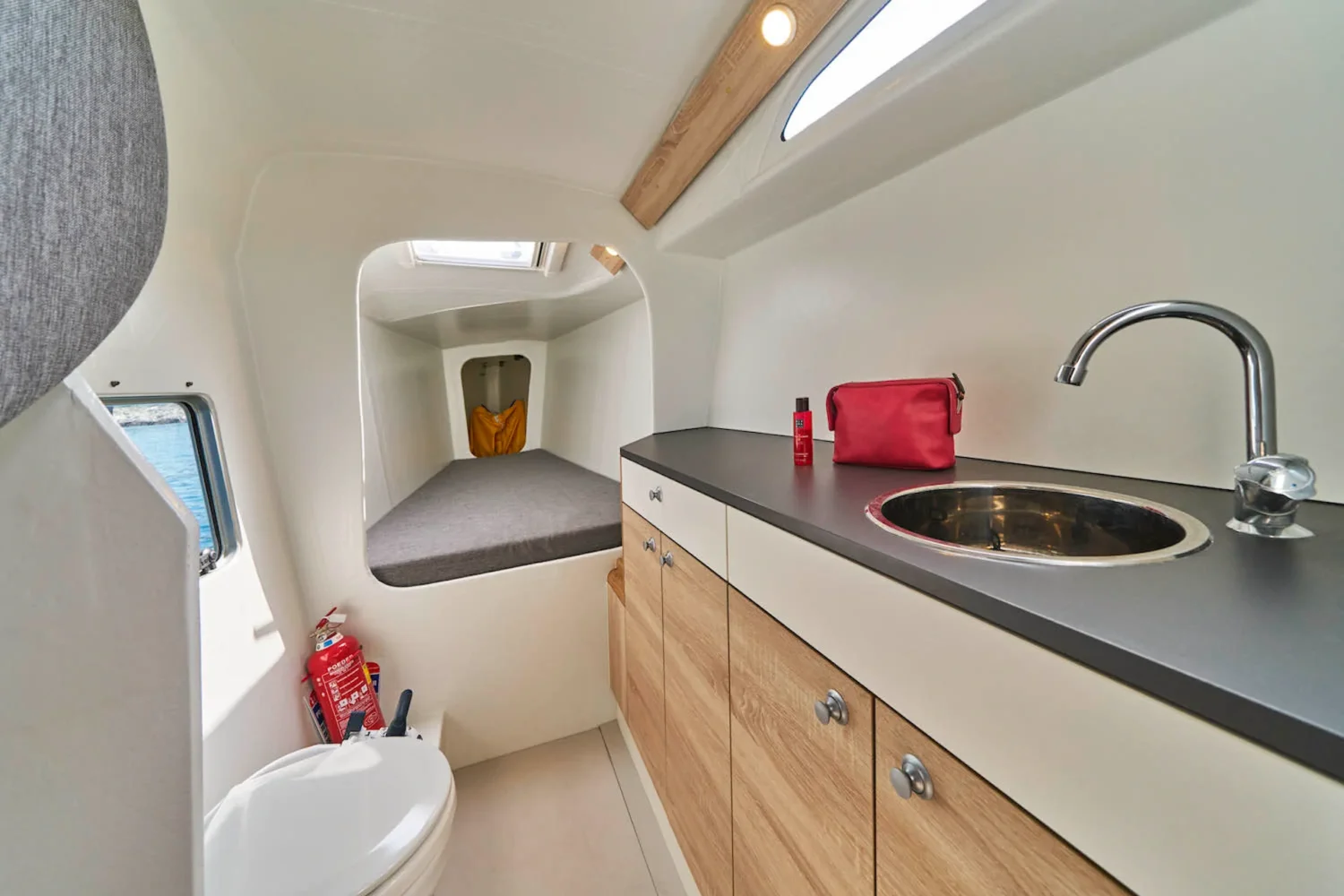 Compact galley with countertop and sink