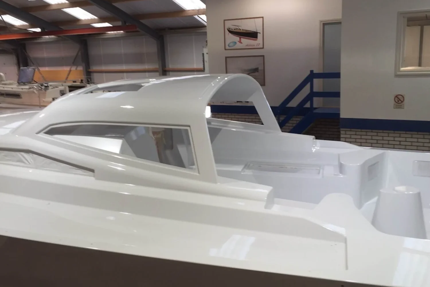 Detail of a white yacht superstructure