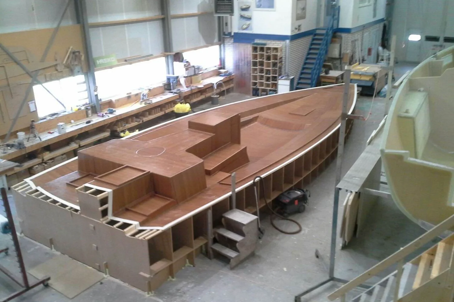 Brown hull mould on a wooden construction frame