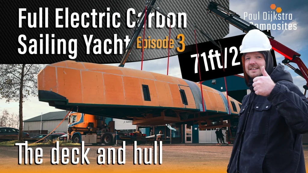 Video thumbnail showing the deck and hull of a carbon sailing yacht